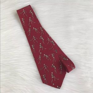 Vintage Anatomy Skeleton Sports Tie Bones Red
